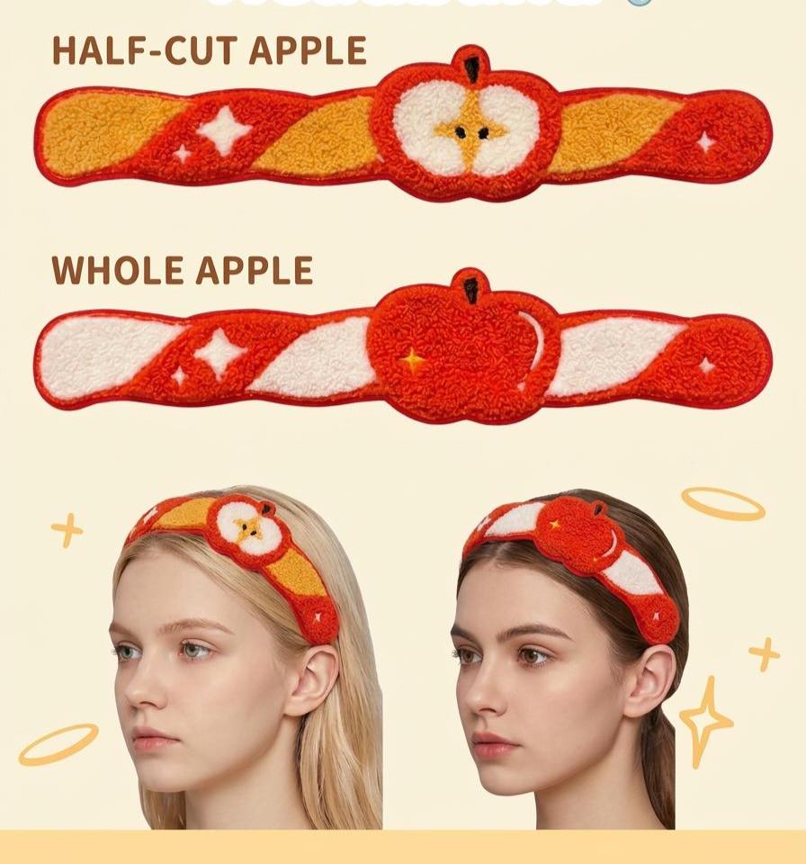 Apple Spa Headband, Fruit Face Wash Headband, Skincare Hair Wrap
