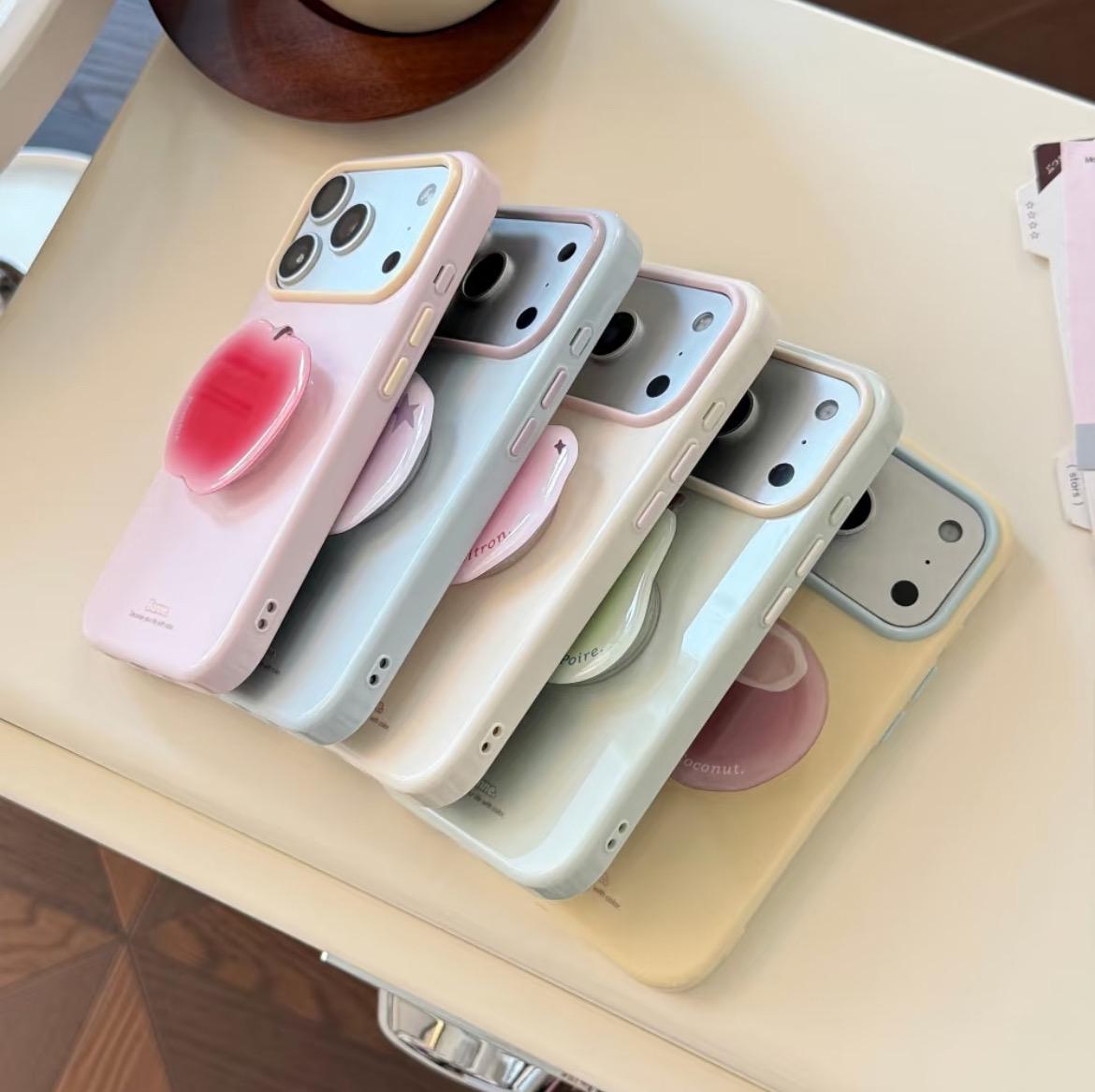 iPhone 18 Fruit Phone Case with Matching Grip, Y2K Kawaii Style