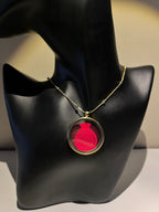 Holographic Pomegranate Necklace, Gold Pendant, Iridescent Fruit Jewelry