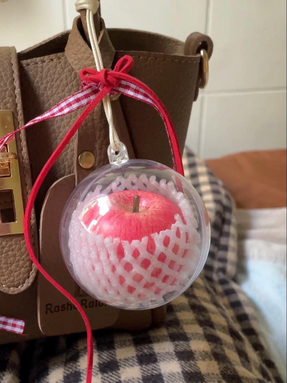 Realistic Pink Apple Keychain,  Fruit Bag Charm, Summer Accessory