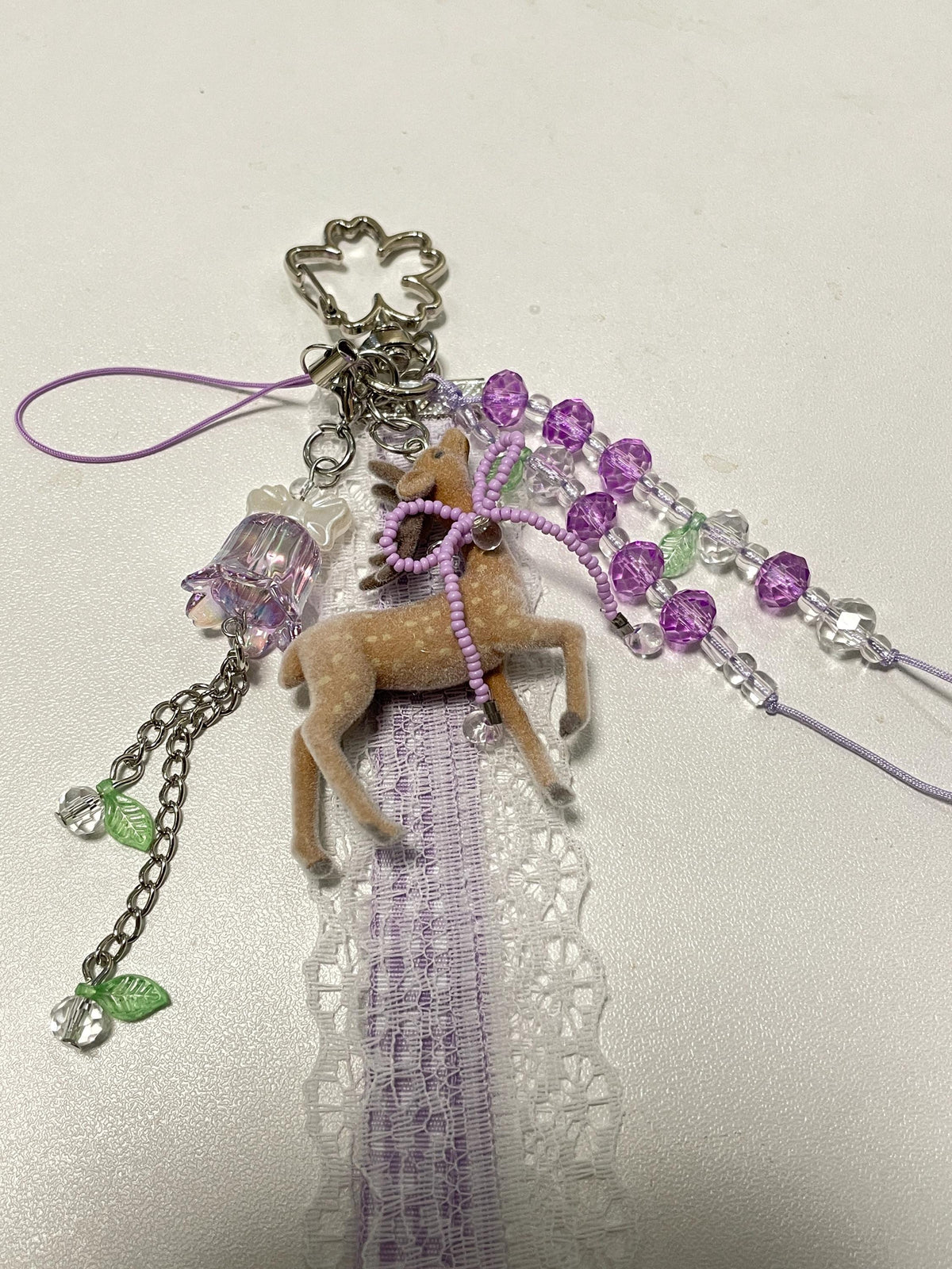 Beaded Deer Bag Charm and or Keychain, Handmade with Charms, Countryside lover gifts