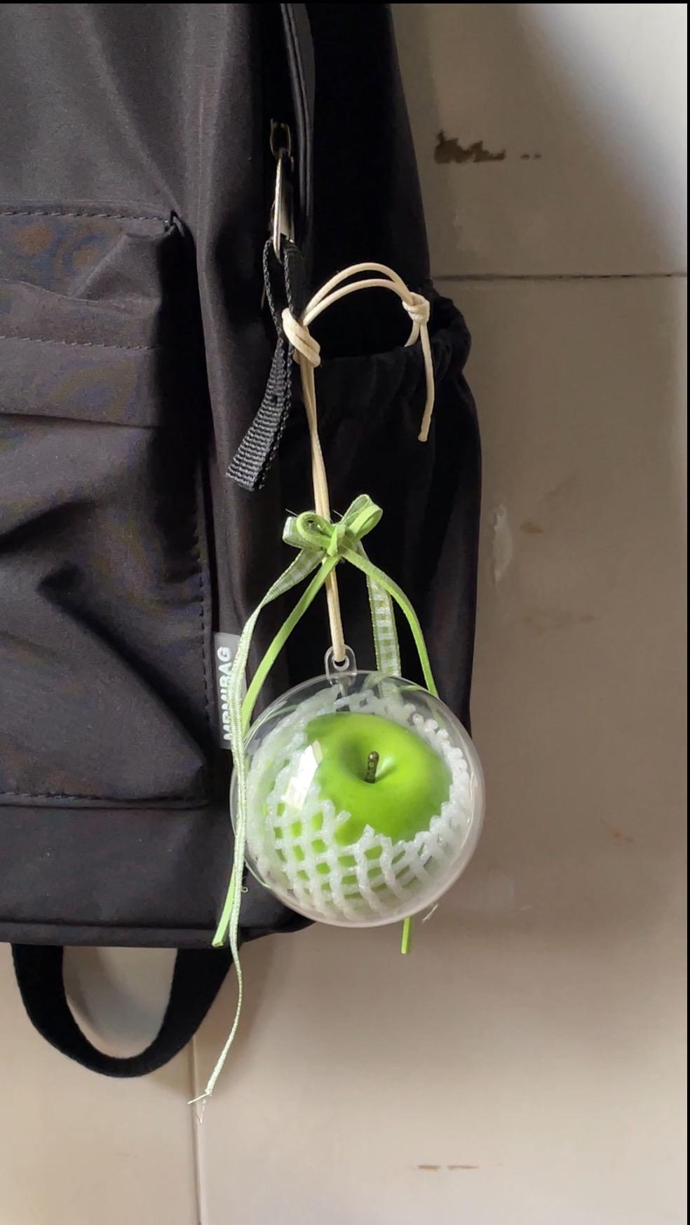 Realistic Green Apple Keychains, Fruit Bag Charms, Fun Gift for Her,Teachers,Friends-Unique Eco