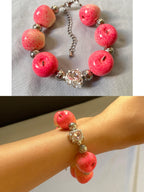 Lucky Apple Beaded Bracelet, Whimsical Resin Fruit Jewelry, Dark Coquette Twilight Gothic Gift
