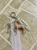 Beaded Deer Bag Charm and or Keychain, Handmade with Charms, Countryside lover gifts