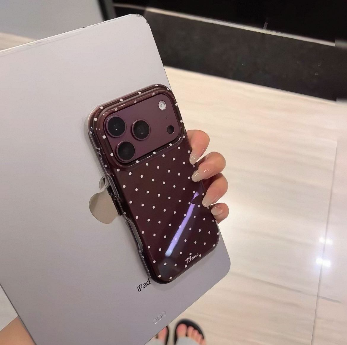 iPhone 18 Case, Polka Dot Acrylic Phone Cover