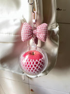 Realistic Apple Bag Charm, Fruit keychains,Clear Case Purse Accessory with Bow, GothicJewlery