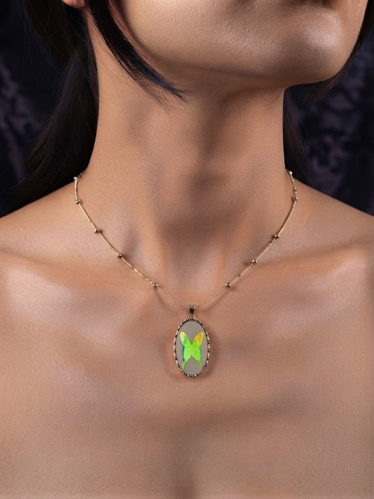 Holographic Butterfly Necklace, 3D Butterfly Pendant, Iridescent Jewelry, Unique Nature Inspired Gift