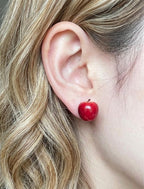 Handmade Resin Apple Earrings �?Fruit Jewelry Gift for Her, Teacher friendship Gift