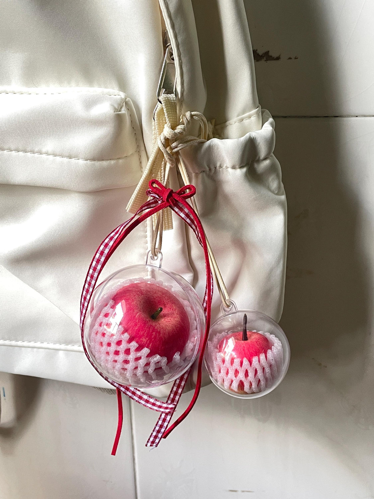 Realistic Pink Apple Keychain,  Fruit Bag Charm, Summer Accessory