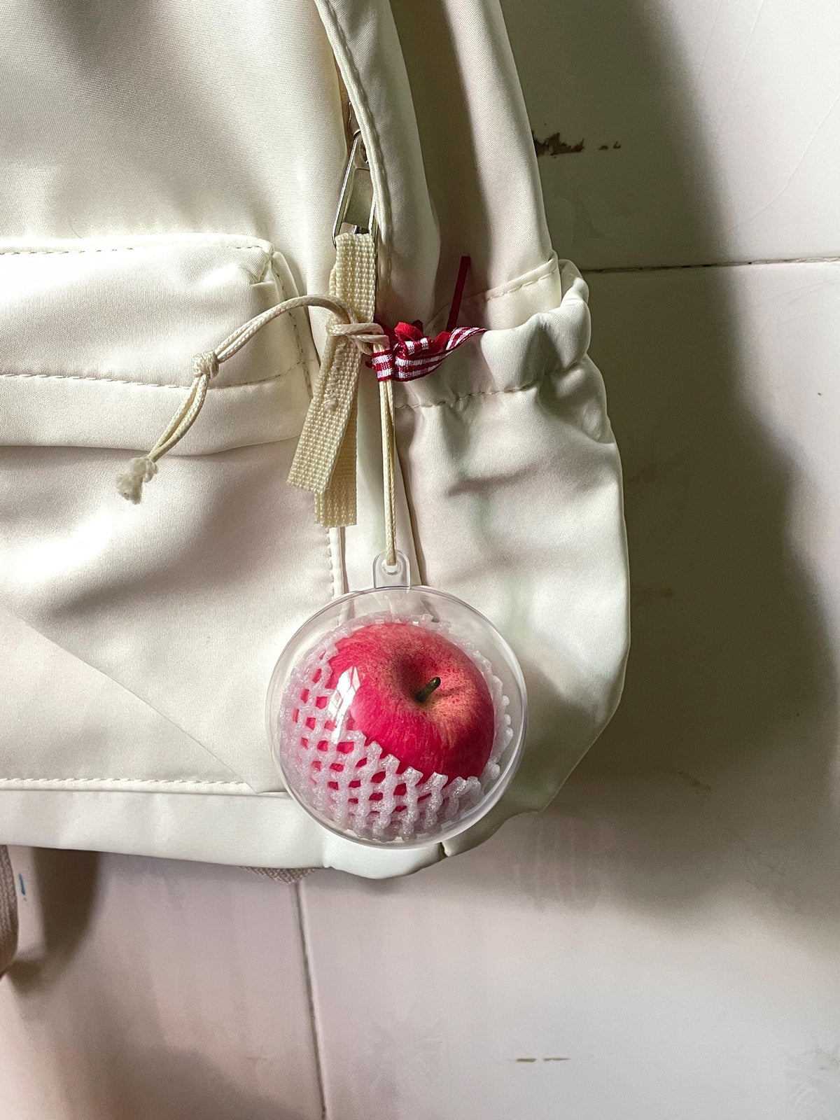 Realistic Pink Apple Keychain,  Fruit Bag Charm, Summer Accessory