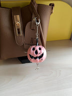 Gothic Halloween Pumpkin Bag Charm, Spiked Keychain, Spooky Purse Accessory, Punk Gift for Her