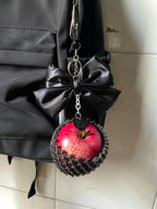 Realistic Apple Bag Charm, Fruit keychains,Clear Case Purse Accessory with Bow, GothicJewlery