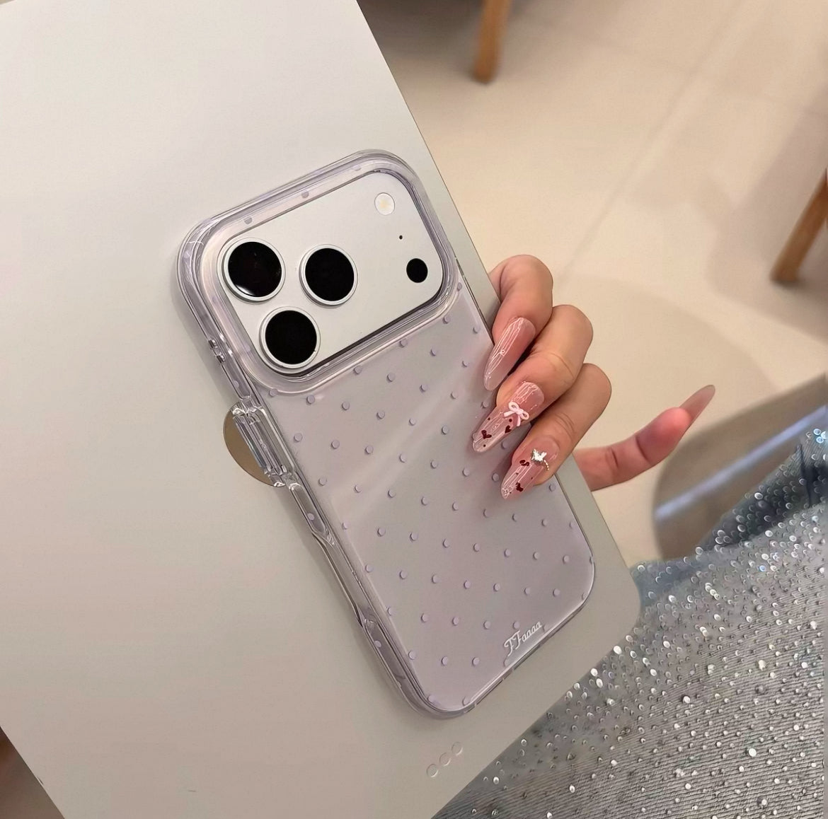iPhone 18 Case, Polka Dot Acrylic Phone Cover