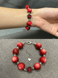 Lucky Apple Beaded Bracelet, Whimsical Resin Fruit Jewelry, Dark Coquette Twilight Gothic Gift