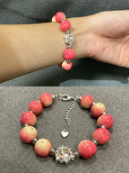 Lucky Apple Beaded Bracelet, Whimsical Resin Fruit Jewelry, Dark Coquette Twilight Gothic Gift