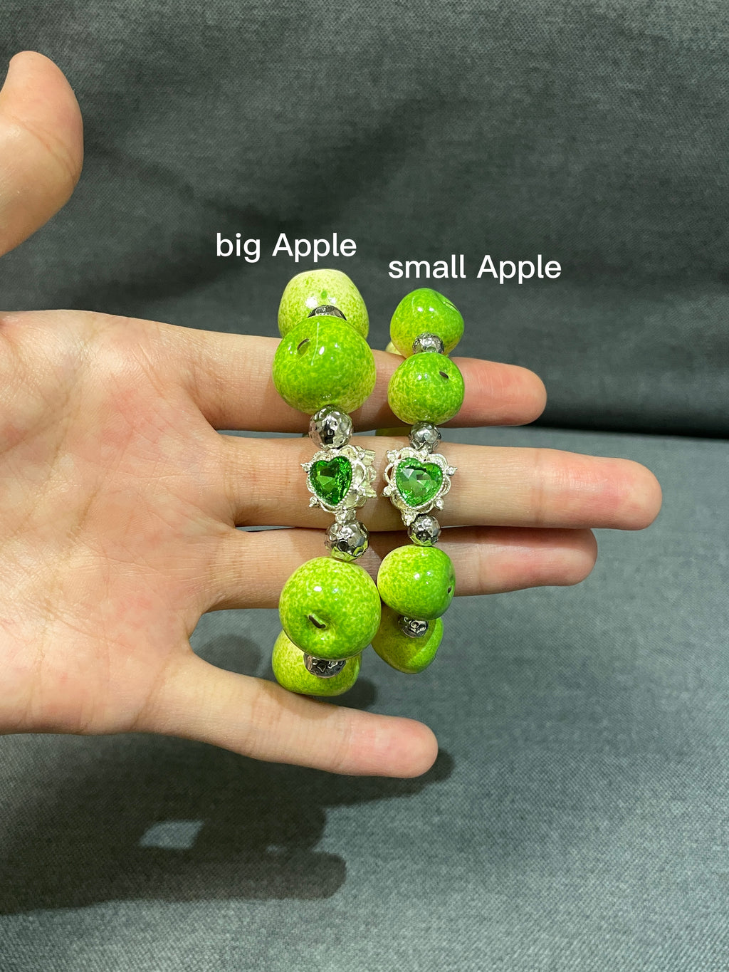 Lucky Apple Beaded Bracelet, Whimsical Resin Fruit Jewelry, Dark Coquette Twilight Gothic Gift