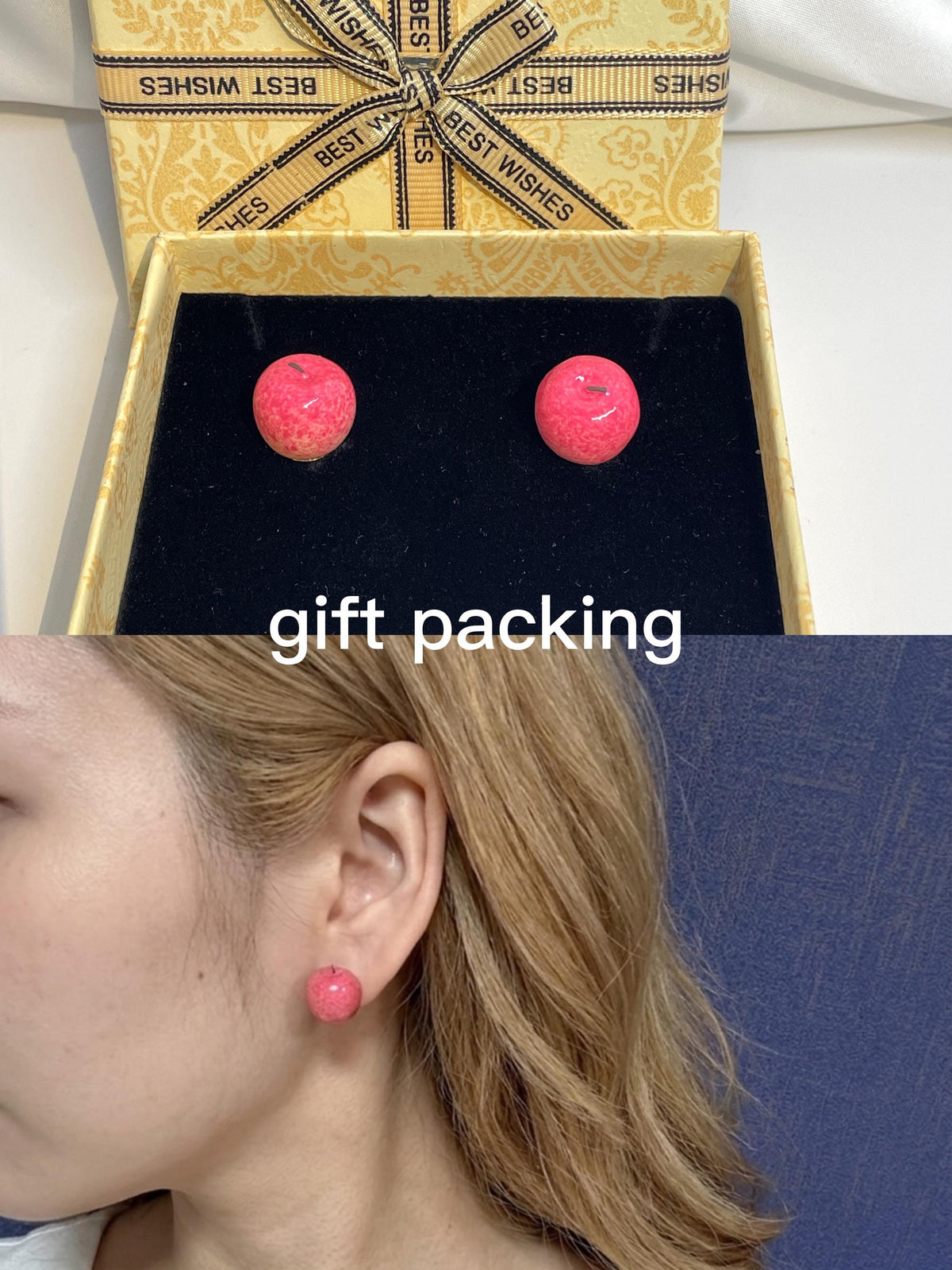 Handmade Resin Apple Earrings �?Fruit Jewelry Gift for Her, Teacher friendship Gift
