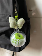 Realistic Apple Bag Charm, Fruit keychains,Clear Case Purse Accessory with Bow, GothicJewlery