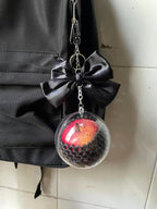 Realistic Apple Bag Charm, Fruit keychains,Clear Case Purse Accessory with Bow, GothicJewlery