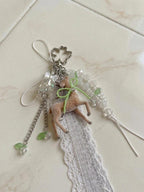 Beaded Deer Bag Charm and or Keychain, Handmade with Charms, Countryside lover gifts