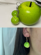 Handmade Resin Apple Earrings �?Fruit Jewelry Gift for Her, Teacher friendship Gift