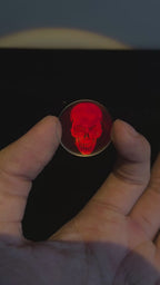 3D Holographic Skull Necklace, Red Iridescent Pendant, Halloween Gothic Jewelry