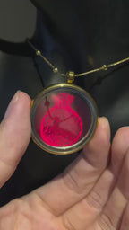 Holographic Pomegranate Necklace, Gold Pendant, Iridescent Fruit Jewelry