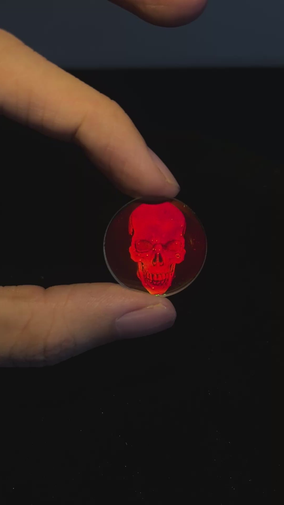 3D Holographic Skull Necklace, Red Iridescent Pendant, Halloween Gothic Jewelry