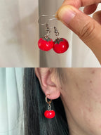 Handmade Resin Apple Earrings �?Fruit Jewelry Gift for Her, Teacher friendship Gift